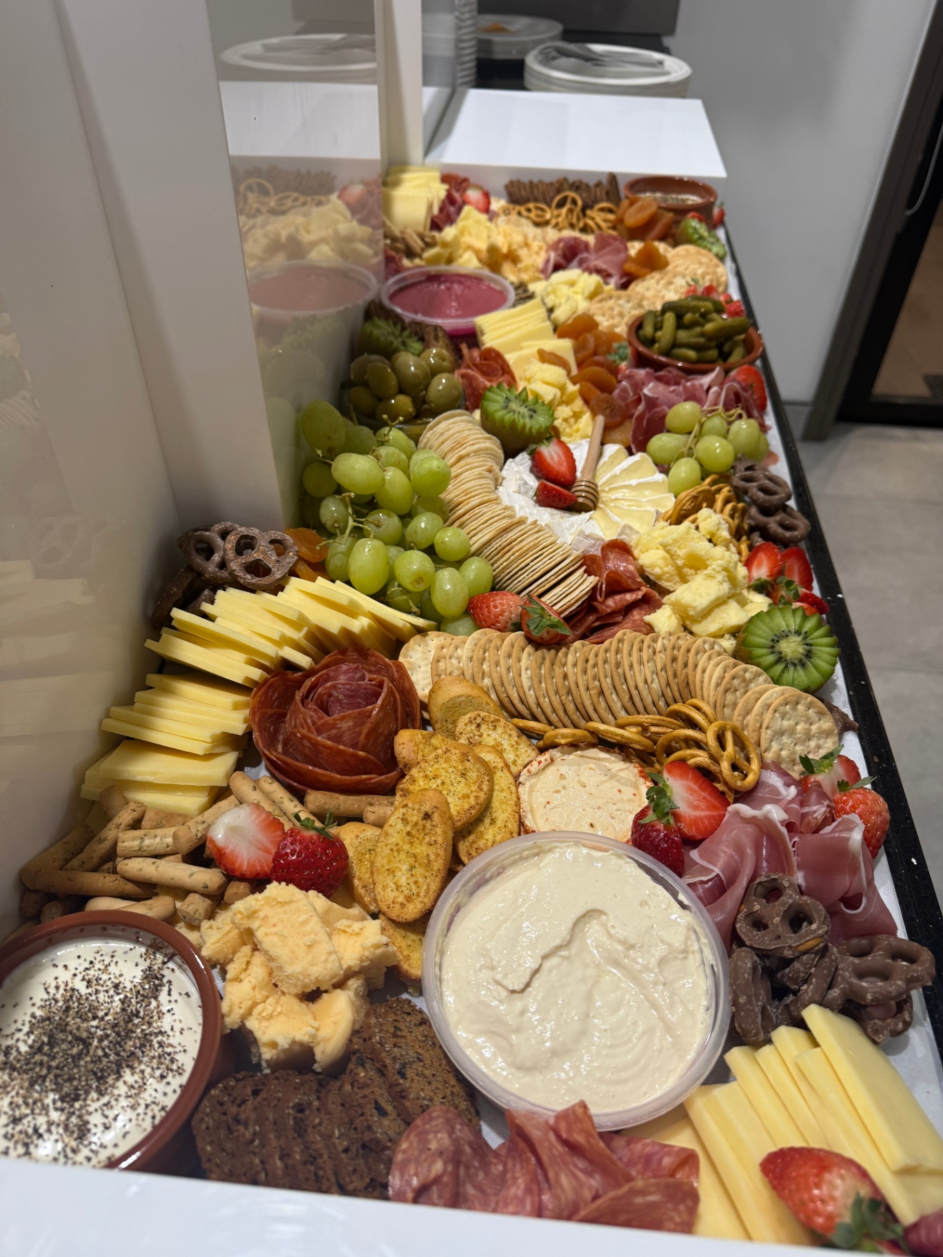Overhead view of a deluxe grazing buffet